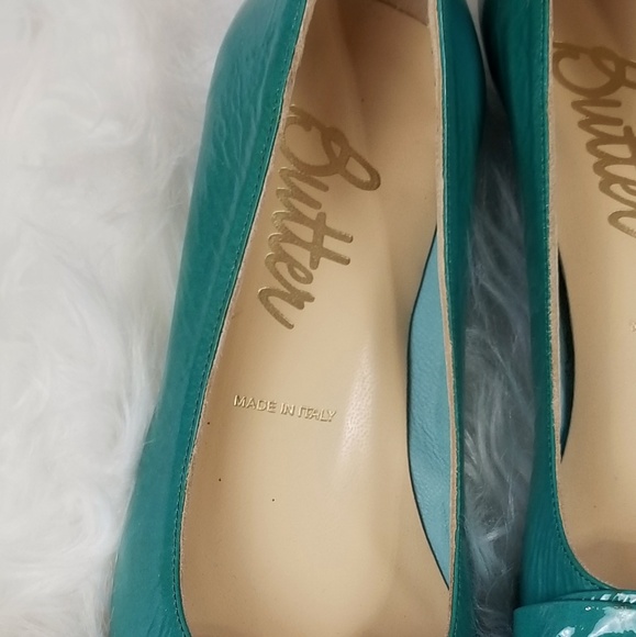Butter turquoise wedge bow front shoes size 6.5 - Picture 6 of 6